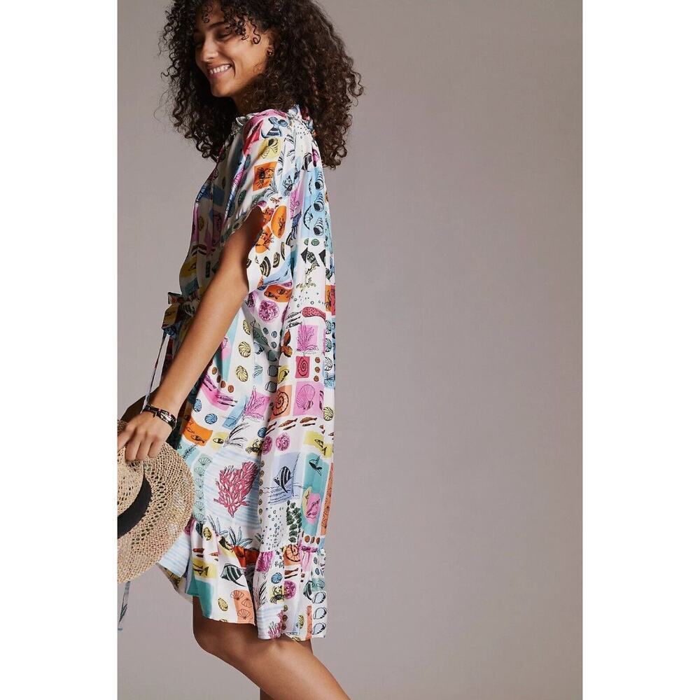 EUC $399 Anthropologie Beatrice B 100% Silk Sea Printed Mini Dress - Picture 2 of 9